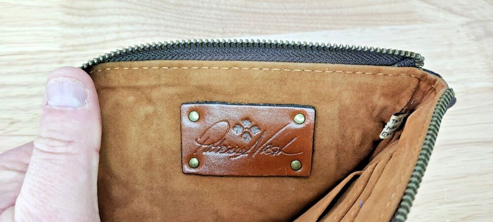 Patricia Nash St. Croce Zip Pouch Wallet Wristlet Tooled Leather Florence Brown - Picture 6 of 11